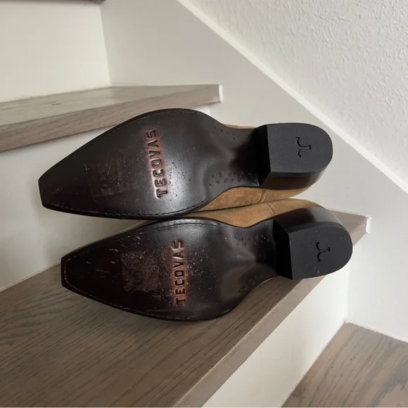 NWOB Tecovas The Jamie Suede Western Cowboy Boots in Caramel Brown - Picture 8 of 8